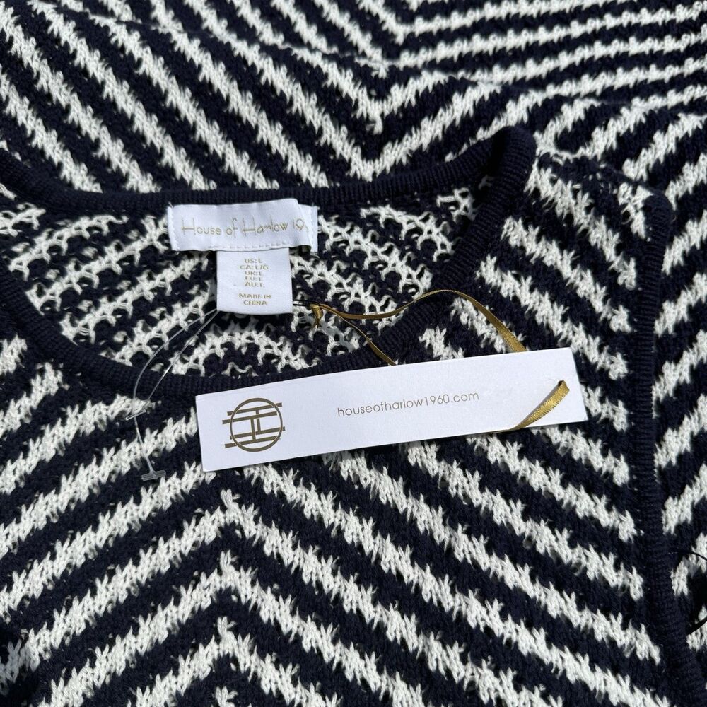 House of Harlow 1960 Revolve Navy/White Chevron Sleeveless Long Dress, NWT Large
